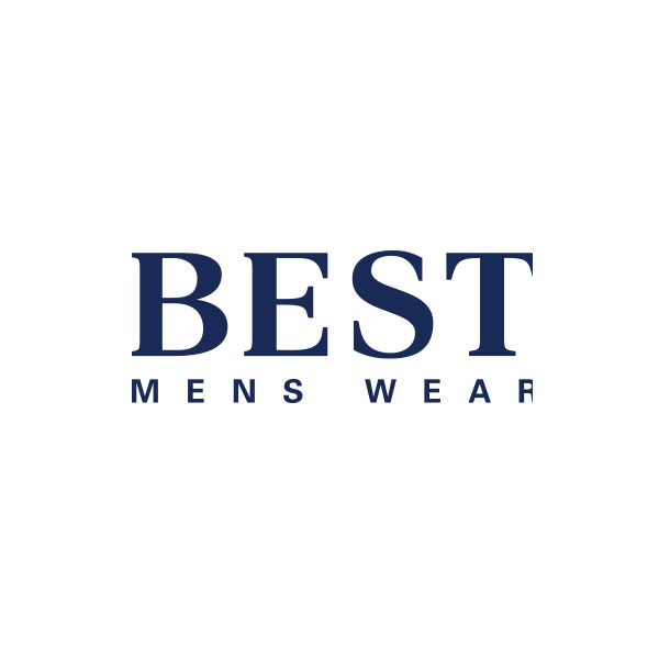 Best Menswear logo in navy blue text on a white background, showcasing stylish clothing brand identity.